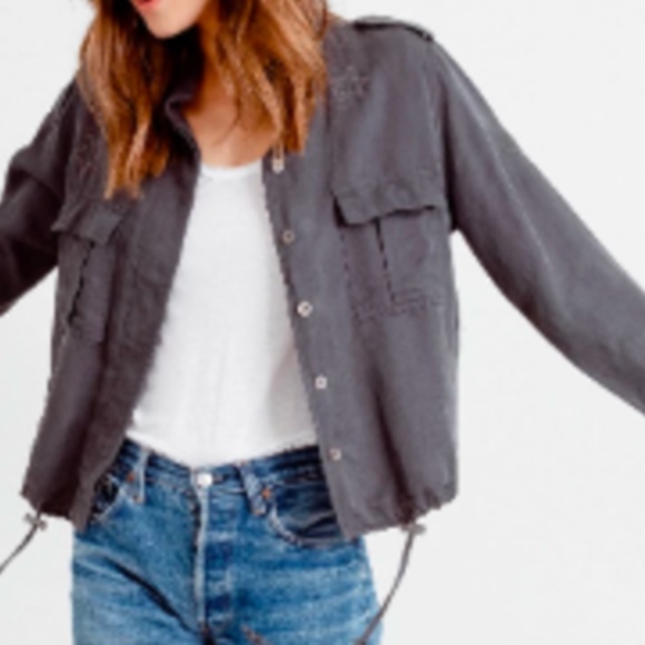 Rails Rowen Linen Blend Star Embroidery Jacket in Dark Gray - size M - Picture 1 of 8